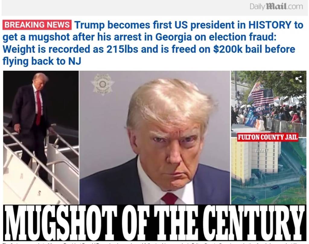 EXCLUSIVE: Donald Trump mugshot RELEASED: Former president surrenders in Fulton County, Georgia on election fraud charges – and makes US&nbsp;history