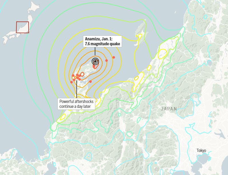 Japan Update: Powerful earthquakes leave at least 55 dead, destroy buildings along Japan’s western&nbsp;coast