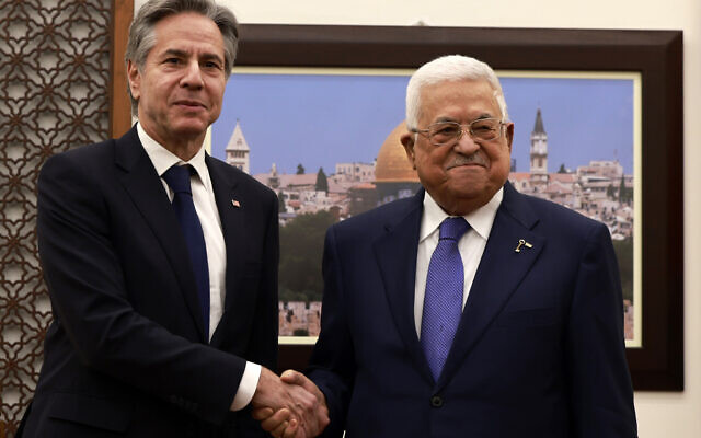 In Ramallah, Blinken tells Abbas US supports ‘tangible steps’ toward Palestinian&nbsp;State
