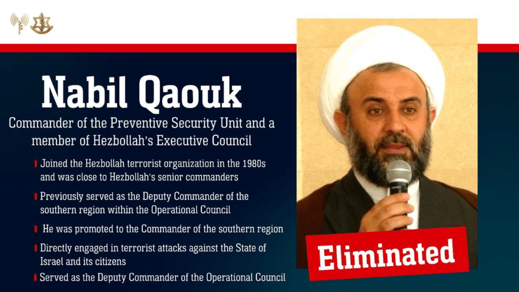 IDF announces death of another senior Hezbollah official following Nasrallah&nbsp;death