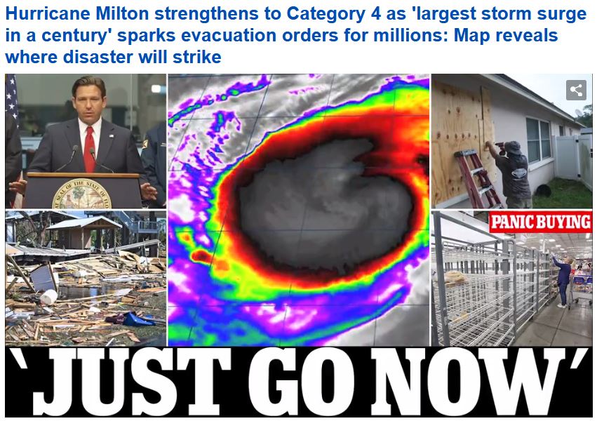 Hurricane Milton explodes to category 4 as millions brace for its&nbsp;wrath
