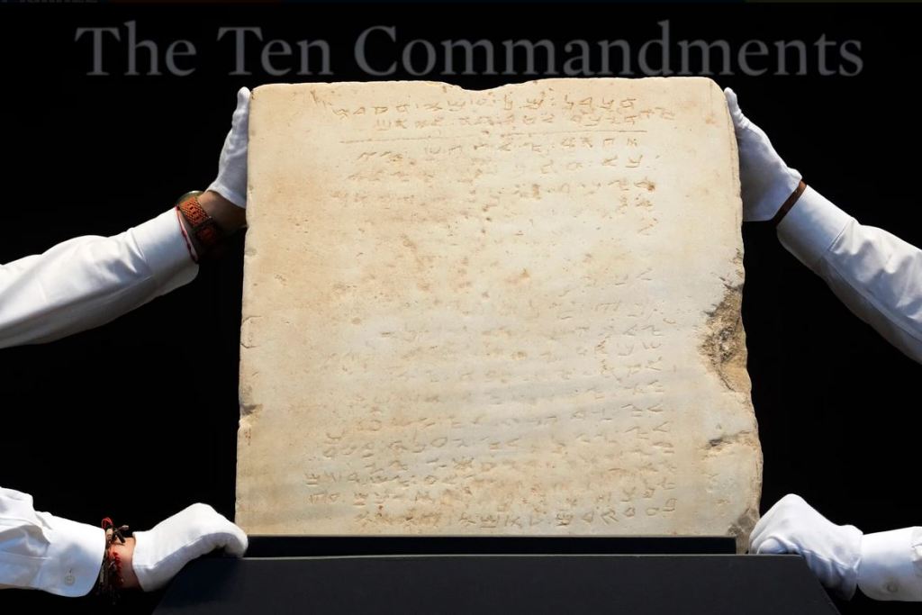 Oldest known stone tablet inscribed with the Ten Commandments sells for over&nbsp;$5m