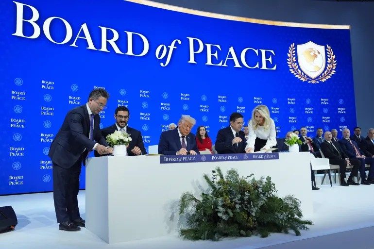 “Board of Peace” SIGNED AND SEALED: Trump and world leaders sign Gaza Board of Peace Agreement at the World Economic Forum in Davos,&nbsp;Switzerland.