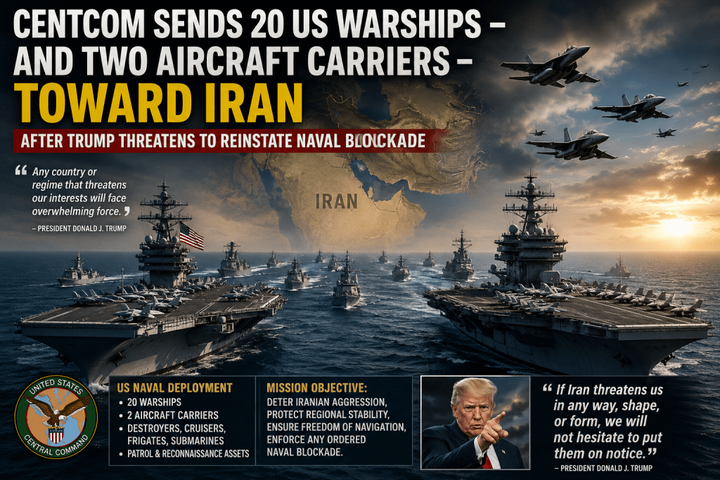 CENTCOM sends 20 US warships — and two aircraft carriers —toward Iran after Trump threatens to reinstate naval&nbsp;blockade