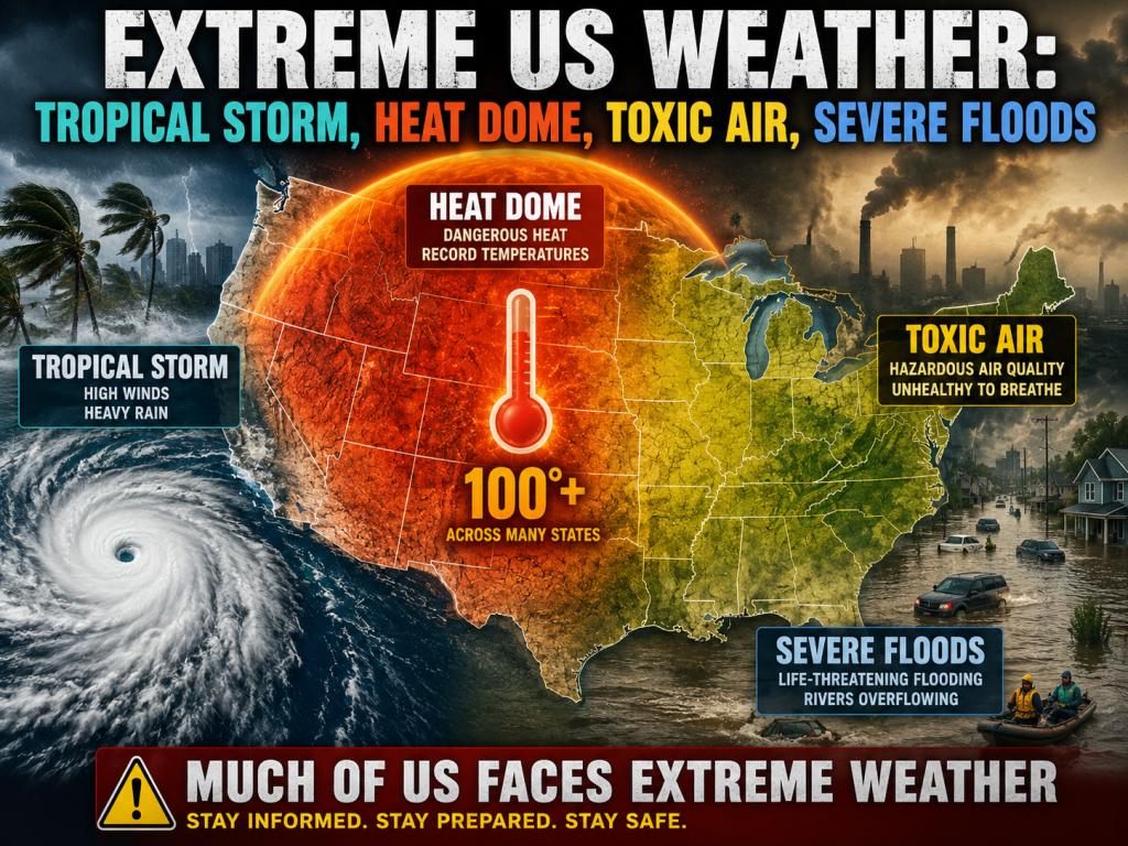 Tropical storm, heat dome, toxic air. Much of US faces extreme&nbsp;weather