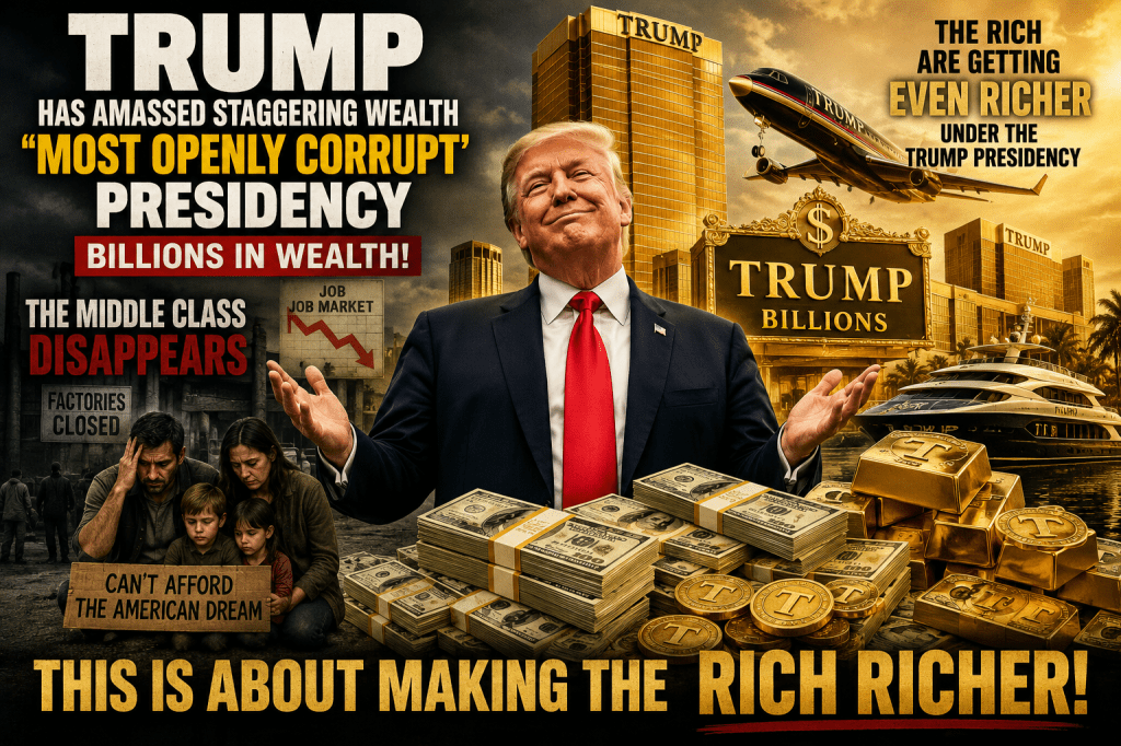 Trump has amassed staggering wealth in ‘most openly corrupt’&nbsp;presidency